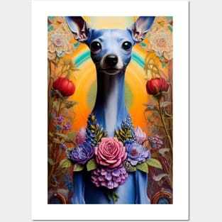 Floral Whippet Posters and Art